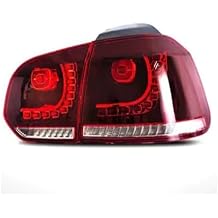 Pair of Car Tail Light Assembly Flowing Water Flicker Turning Signal Light,Compatible with VW Golf6 Mk6 R20 2008-20132 Side red and Clear