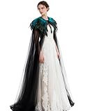 L'VOW Women Evil Queen Feather Collar Cloak Vampire Cape Witch Cosplay Costume(Blue)