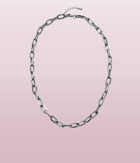 Silver Stainless Steel Paperclip Chain Necklace Choker Unisex Metallic Links - Image 2