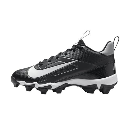 Nike Alpha Menace 4 Shark Big Kids' Football Cleats (Wide) (FQ4016-001, Black/Light Smoke Grey/Metallic Silver/White) Size 5.5