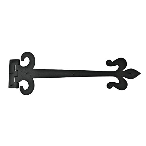 Renovators Supply Manufacturing Strap Hinge 18 In. Black Wrought Iron Fleur De Lis Style Flush Mount Heavy Duty Strap Gate And Door Hinges With Hardware Pack Of 2 #TOP5