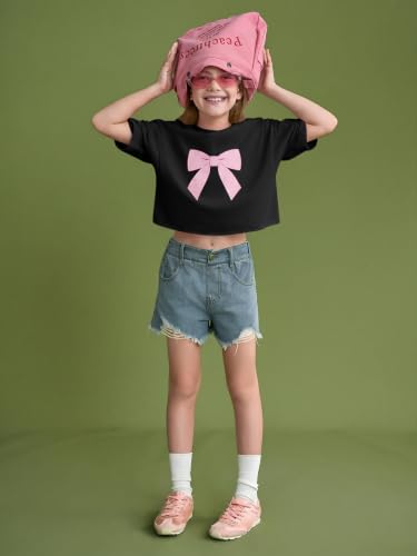 Image of Girls Athletic Oversized Crop Tops Kids Drop Shoulder Short Sleeve T Shirts Workout Tees 5-14 Years