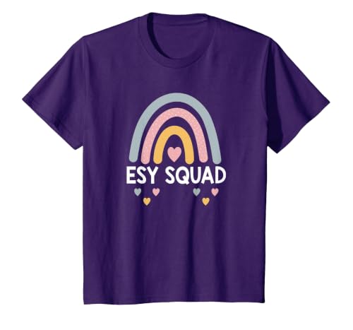 Esy Squad Teacher School Year Rainbow Hearts Cute T-Shirt, Youth, Purple, 3T