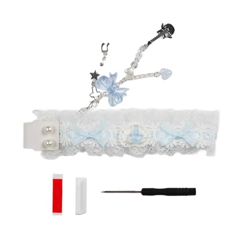 Cinghia ergonomica per tastiera alla moda in tessuto di adesivo corda facile da attaccare e staccare per un comodo trasporto keycaps pizzo bianco nero