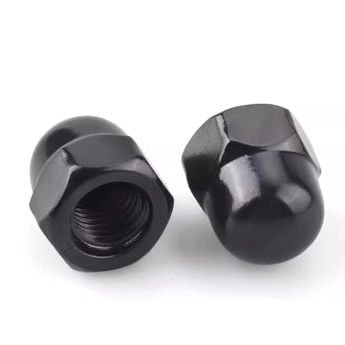 10-24 Black Acorn Cap Nuts, Stainless Steel 304 (18-8) Black Coating Acorn Nuts, 50Pcs-Pack