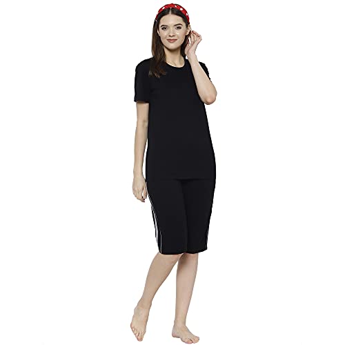 Image of Mack Jonney Regular Fit Cotton Blend Women's Capris Set Night Suits (Pack of 2-MACK633577)
