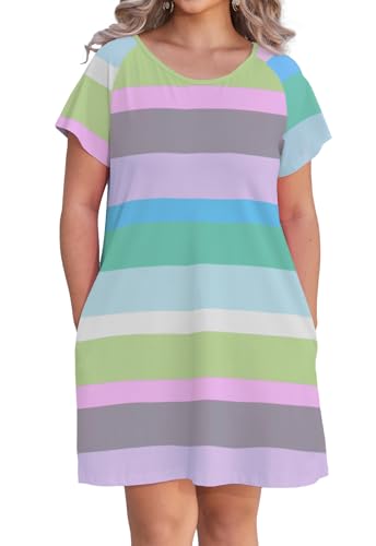 Image of Alaster Women's Casual Summer T Shirt Dress Loose Short Sleeve Tunic Dress with Pocket for Women