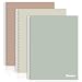 SUNEE A4 Notebook, Pack of 3 Notepads, Wirebound Notebooks, 80gsm Premium Paper, 100 Sheets / 200 Pages, 8mm Lined with Margin, 4-Hole Punched and Perforated Edge, Morandi Colours