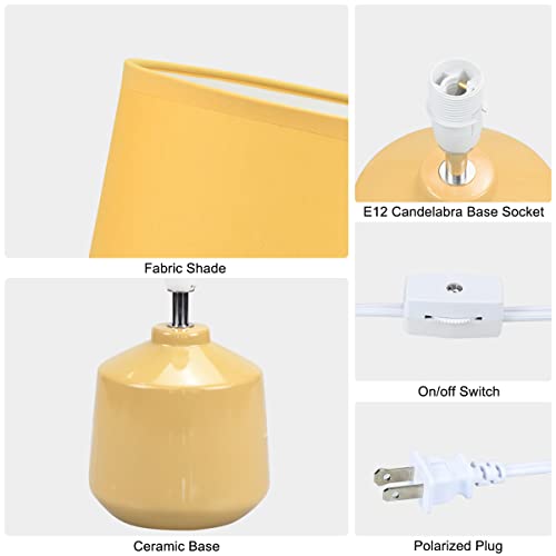Lampwell Lena Small Table Lamp For Living Room As Bedside Table Lamp For Bedroom,Modern Ceramic Table Lamp,Kids Table Lamp,Night Table Lamp,Φ7.09×H12.99In,Bulb Excluded, Yellow Table Lamp #TOP6