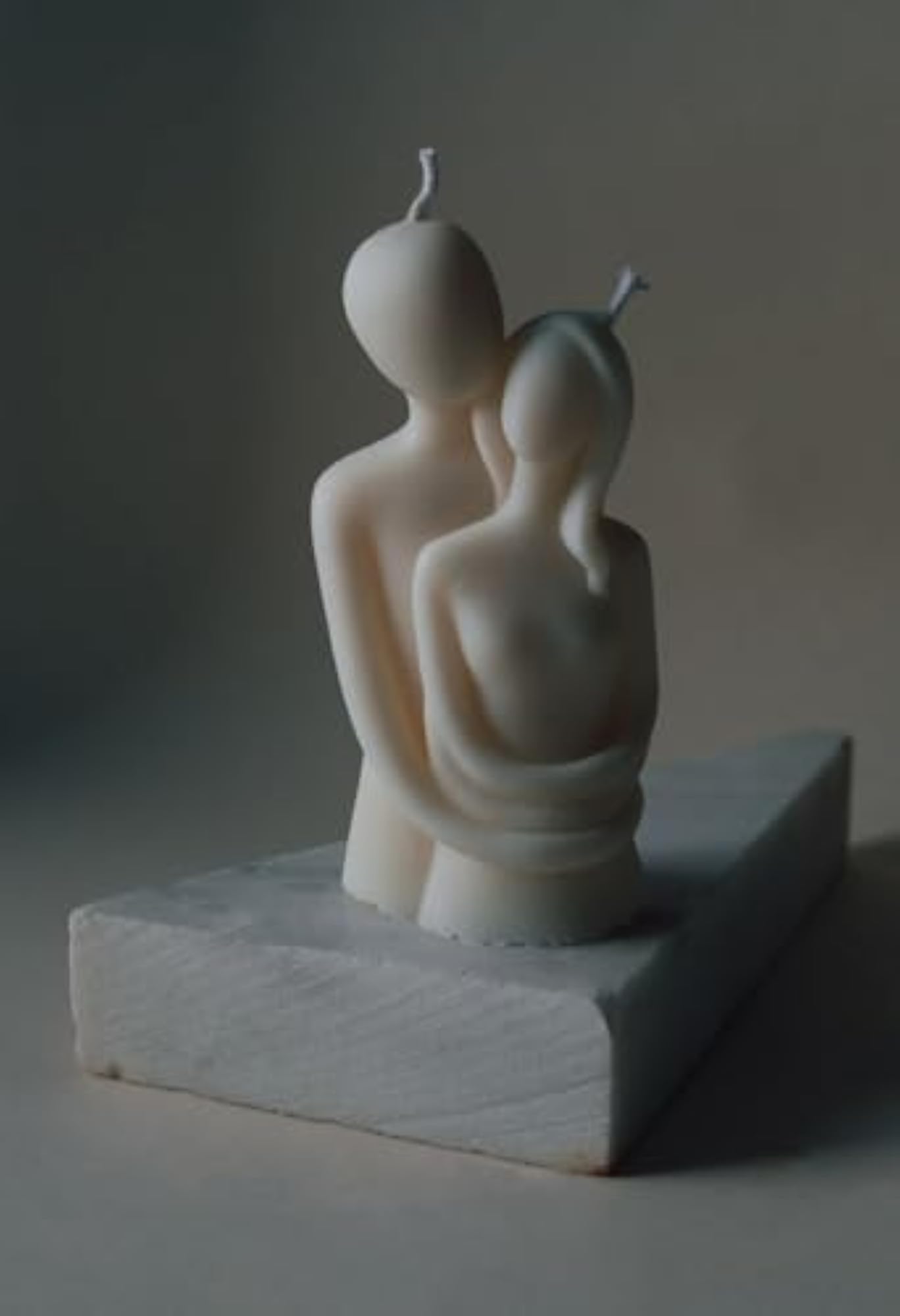 Decorative Couple Embrace Sculpture Candle, Handmade
