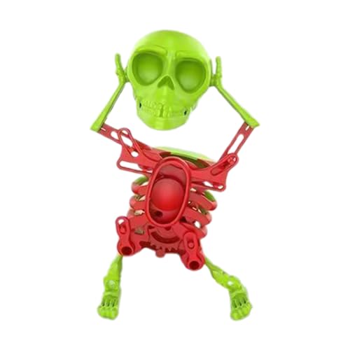 Mxshc Dancing And Swinging Skull Toy 3D Printed Funny Dancing Skeleton Wind Up Toy, Skeleton Desktop Spring Clockwork Toys For Teens, Boys, Girls, Women, Men, Youth 6x10x17cm