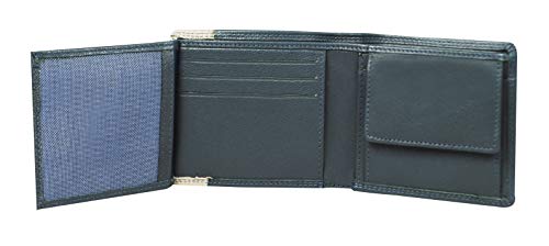 Image of Calfnero Men's Leather Multiple Card Slots ID Window with Coin Pocket Wallet (Navy, One Size)