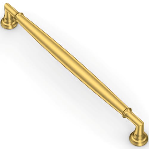 Asimerdeco 10 Pack Vibrant Brushed Moderne Brass Cabinet Pulls 7.5 Inch(192mm) Kitchen Cabinet Handles Solid Zinc Alloy Cabinet Hardware Drawer Pulls