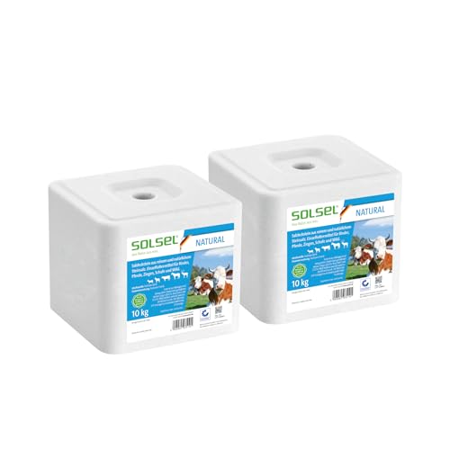 SOLSEL Leckstein Natur 20kg | 2 x 10kg Natürliche Mineralstoffquelle für Pferde Rinder Ziegen Wild Schafe | Ohne künstliche Zusätze | Für Stall und Weide