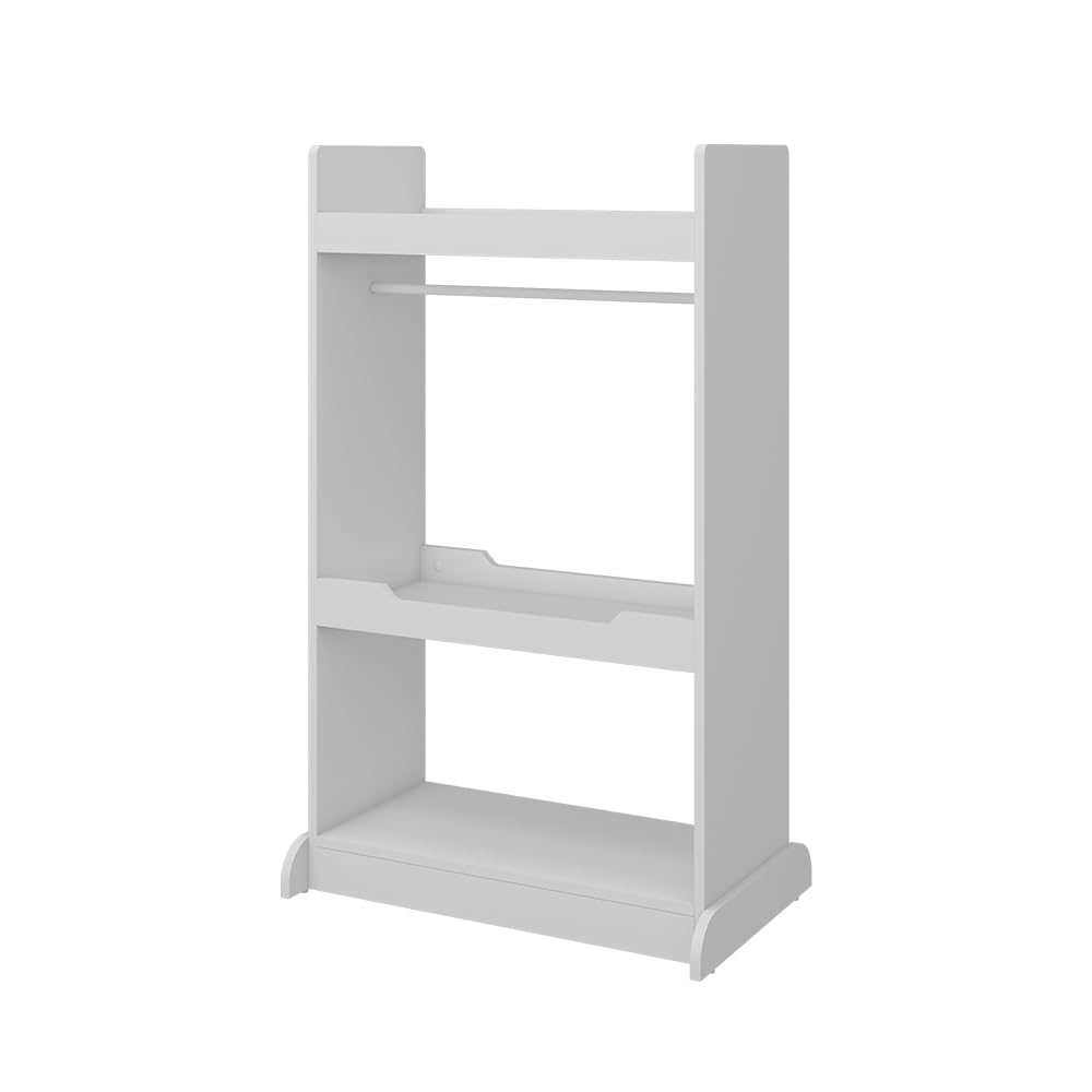 Vicco Armoire pour Enfants Conny, Blanc, 67x110cm avec Barre de Suspension et Boutons en Bois, pour Le Rangement et l’Organisation des vêtements pour Enfants