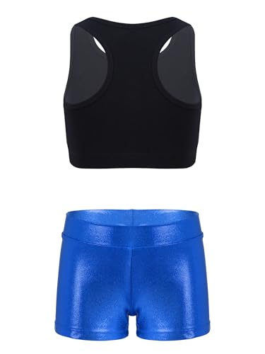 YEAHDOR Kids Girls' 2-Pieces Gymnastics Dancing Crop Top Bra with Shorts Sets Athletic Sports Outfits Dancewear2