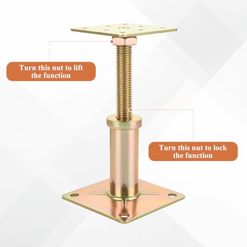 Image of 4Pcs Adjustable Support Jack, 4.3 inch-6.5 inch Adjustable Jacks Post, Mini Screw Jack Floor Jack for Stairs, Porches, Roof Beams, Galvanized