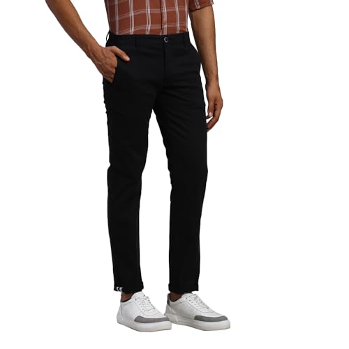 Image of Parx Men's Solid Pattern Lrt Fit Cotton Blend Flat Front Casual Trouser