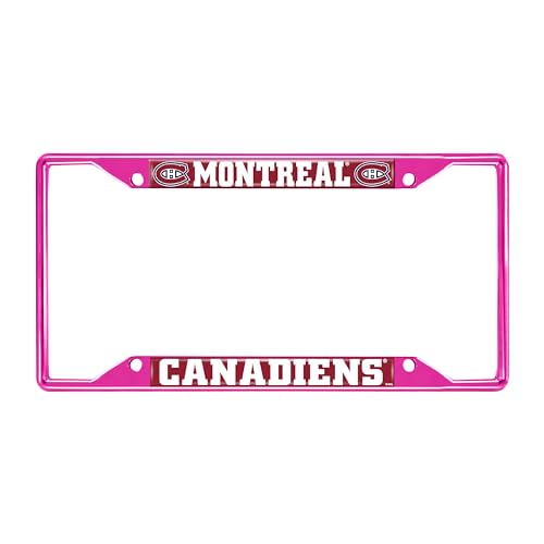 FANMATS 43926 NHL - Montreal Canadiens License Plate Frame - Pink – Easy Installation on Truck, SUV, Car - Ideal Gift for Die Hard NHL Fan