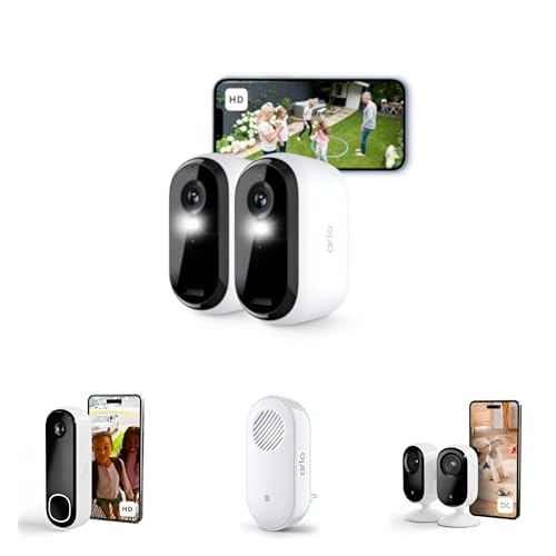 Arlo Essential 2 HD Dissuader les Cambriolages avec 6 Caméras et Sonnette Vidéo Alerte