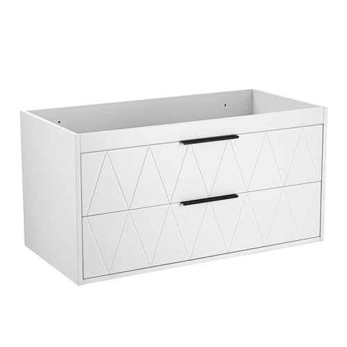 UEV Waschbeckenunterschrank hängend 90cm breit, Waschtischunterschrank, Badezimmerschrank mit 2 Schubladen, Unterschrank,Waschtisch,Badezimmmer Möbel für Gäste WC, Badmöbel Set für Badezimmer, Weiß