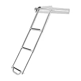 Klappbare Bootsleiter aus Edelstahl 304, Teleskopleiter mit 4 Stufen für Boote Yachten, Faltbare Badeleiter mit hoher Tragfähigkeit 300kg für einfachen Einstieg