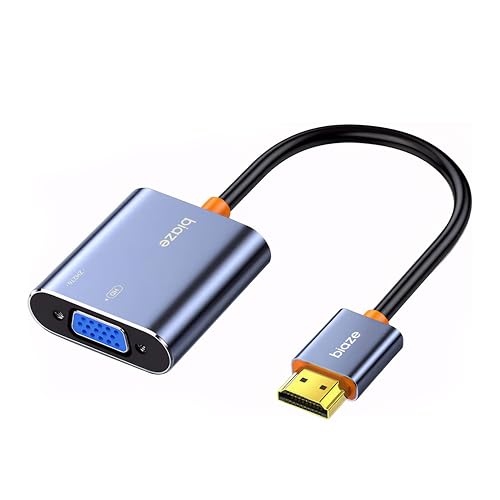 Adaptateur HDMI vers VGA 1080p noir pour connecter un PC portable à un vieux moniteur de bureau