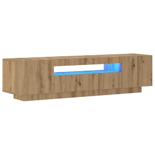 vidaXL Meuble TV avec lumières LED chêne Artisanal Bois d'ingénierie, Support TV, Meuble multimédia, Console TV, Meuble HiFi, Centre de Divertissement