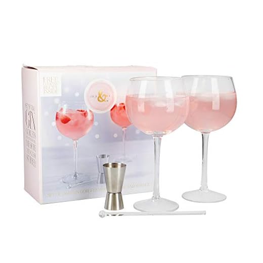 Creative Tops Ava & I Gin - Juego de 2 vasos de globo con agitador y jigger)