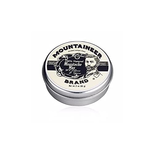 Mountaineer Brand Mustache Wax For Men 100% Natural Beeswax / Plant Based Oils | Grooming Beard Moustache Wax Tin | Long-Lasting Hold | Smooth, Condition, Styling Balm | Citrus & Spice 2Oz #TOP21