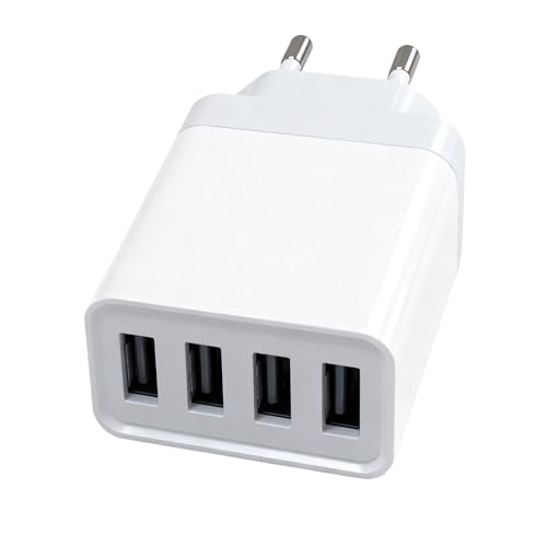 Powice 24W USB A Ladegerät, 5V/1,2A/2,4A USB Ladegerät Mehrfach, 4 Port US B Stecker Mehrfach, Stecker US B, USB Adapter Geeignet für Mobiltelefone, Kopfhörer, Schreibtischlampen und Andere