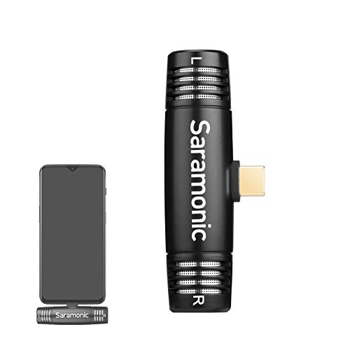 Microphone USB-C, Saramonic SPMIC510UC Microphone à condensateur stéréo compact Plug & Play Micro de type C compatible avec iPad Pro, Samsung, LG, HTC et autres appareils de type USB-C pour la vidéo Cover