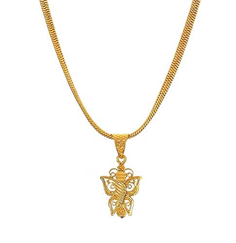 Image of Handicraft Kottage 1gm 22Ct Gold Plated chain with Pendant | latest & Stylish Celebrity Inspired Chain /Necklace /Jewellery Set /Fashion jewellery for Men, Women Boys Girls