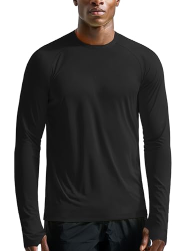 Zengjo Mens Long Sleeve Workout Shirts Light Weight Quick Dry UV/SPF Athletic T-Shirt Running Hiking with Thumb Holes