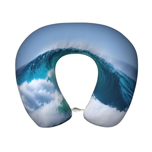 Almohada de viaje con espuma viscoelástica y diseño oceánico miniatura 1
