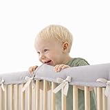Wazzo Baby Crib Rail Edge Cover Protector Teething Guard Wrap 4 PCS (2 Front + 2 Side) - Easy Install - Front Cover 51