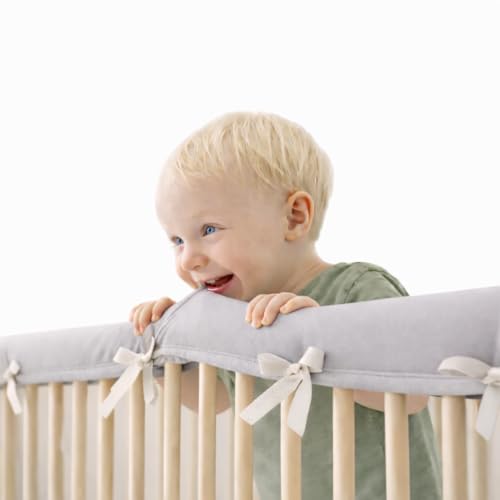 Wazzo Baby Crib Rail Edge Cover Protector Teething Guard Wrap 4 PCS (2 Front + 2 Side) - Easy Install - Front Cover 51
