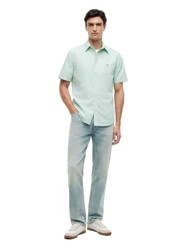 Image of Tommy Hilfiger Men's Short Sleeve Poplin Shirts in Regular Fit, Men's Button Down Shirts