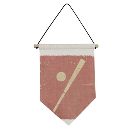 Banniere suspendue baseball rouge pour deco interieure nostalgie