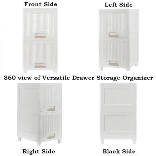 Raawan 5 Units Plastic Cupboard for Clothes Storage - Foldable Wardrobe Cabinet With Modular Drawer Storage Box (5 Layer), White