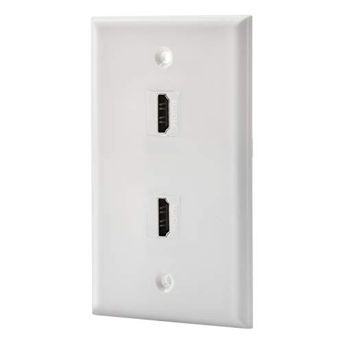 LULOSK 2 Port HDMI Female to Female Wall Plate in White (HDMI 2 Port)