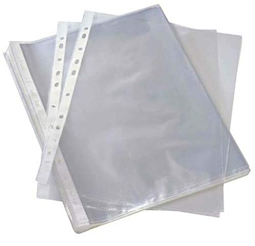 100 X A4 Clear Plastic Punch Punched Pockets FOLDERS Filing Wallets Sleeves