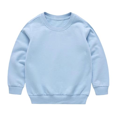 Toddler Girls Basic Cotton T-Shirts Kids Soft Casual Crewneck Top Boys Long Sleeve Loose Sweatshirt Tees for 1-13 Years