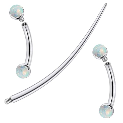 Goerhsjie F136 Titanium 16g 8mm Opal Eyebrow Rook Snug Vertical Labret Lip VCH Snake Frog Eyes Anti Tragus Christina Daith Earrings Ring Hood Surface Curved Barbell Piercing Jewelry for Women Men