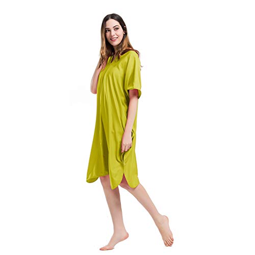 JanTeel Ändern Sie Robe Handtuch Poncho, Ultra-Light Bademantel, saugfähig schnell trocknend Dual-Use-Strandhandtuch, Erwachsener Schwimmen Surf Plain Poncho Vertuschung Decke (Limette)