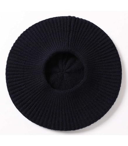 Image of Cashmere Berets Hats Women Winter Warm Merino Wool Knitted Oversized Beige Beanie