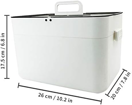 Medical Box Storage Box, First Aid Box, Portable Medicine Container Box, Medicine Tin with Double Layer and 4 Compartments, Home Office Car School Multifunctional Organizer Box White | 29x20.5x18cm