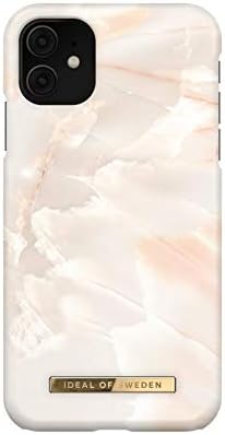 iDeal Of Sweden Printed Phone case, Cute Colorful Pattern, Protective Cover in Hard Plastic for iPhone with Microfiber Lining. Compatible with iPhone 11 and XR (Rose Peal Marble)