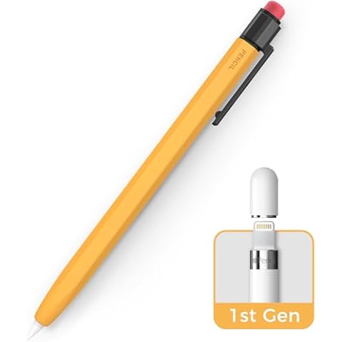 TRONWIN Apple Pencil 1st Generation Case, Silicone Pencil Sleeve Cover Perfect Grip Skin Classic Design with Sturdy Clip Compatible with Apple Pencil 1st gen for ipad (Yellow) Cover