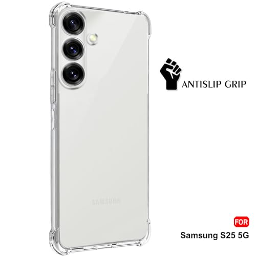 Image of TheGiftKart Transparent Crystal Clear Back Cover Case for Samsung Galaxy S25 5G | Shockproof Soft TPU Case | Cushioned Edges for Ultimate Protection Back Cover Case (TPU, Transparent)